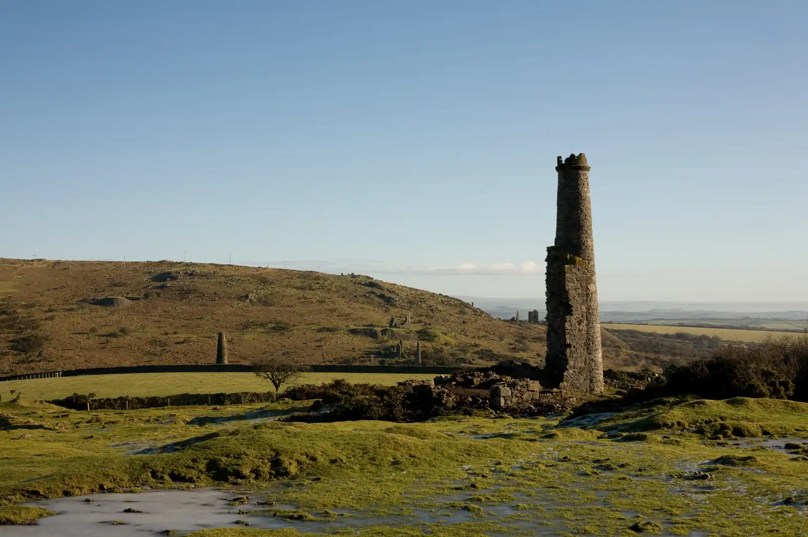 Mining chimneys on the moor at Caradon, above Liskeard